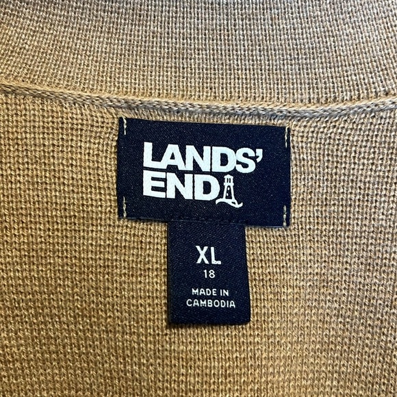 Lands End Long Sleeve Women’s Button Up Beige Cardigan T26* 42525 - Picture 3 of 4